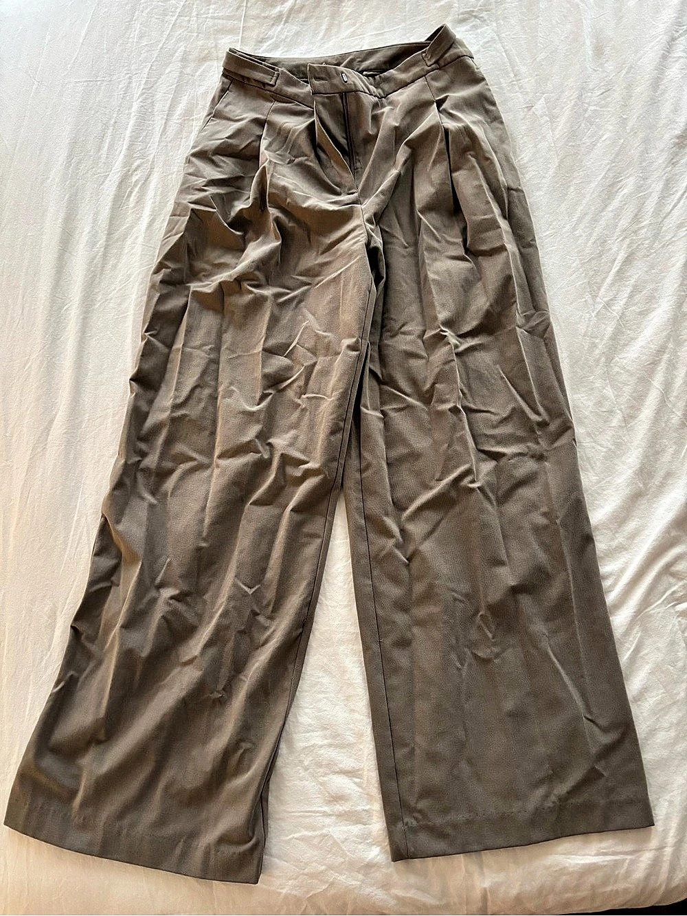 Dynamite Pleated Wide Leg Pants Brown Waist 8